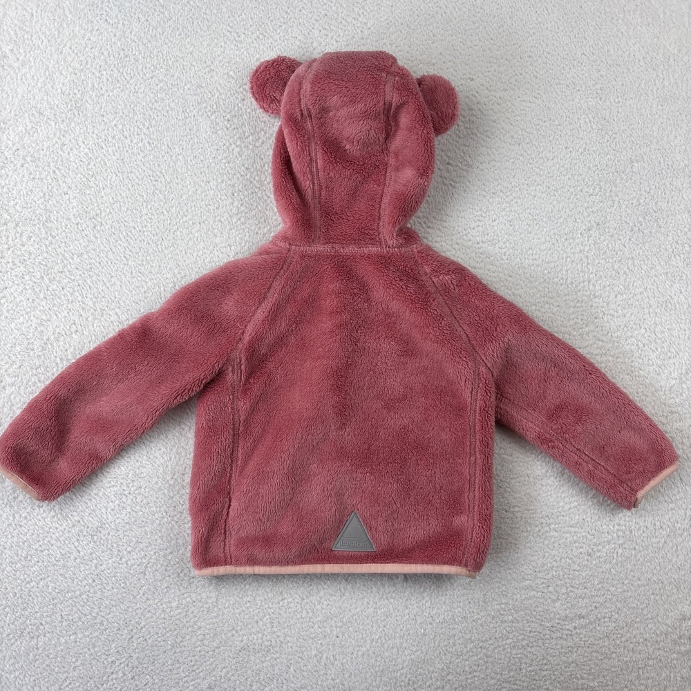 LL BEAN Hi-Pile Fleece Jacket Toddler Girls 2T Rose Pink Full Zip Bear Ears EUC - Picture 4 of 13
